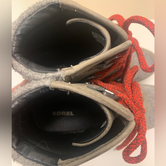 SOREL Women's Blake Lace Up Booties Chunky Heel Leather Size 9 - quarry - Picture 9 of 10